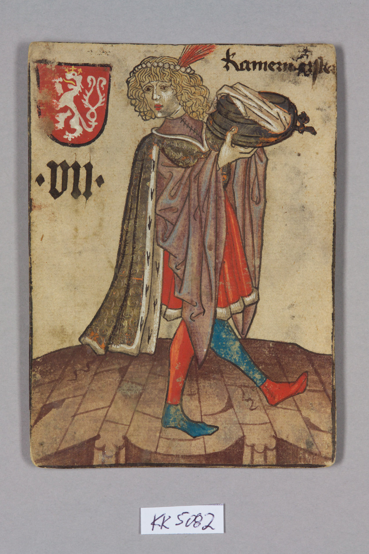 Playing card, Bohemia, Chamberlain (Seven), from the so-called Hofämterspiel