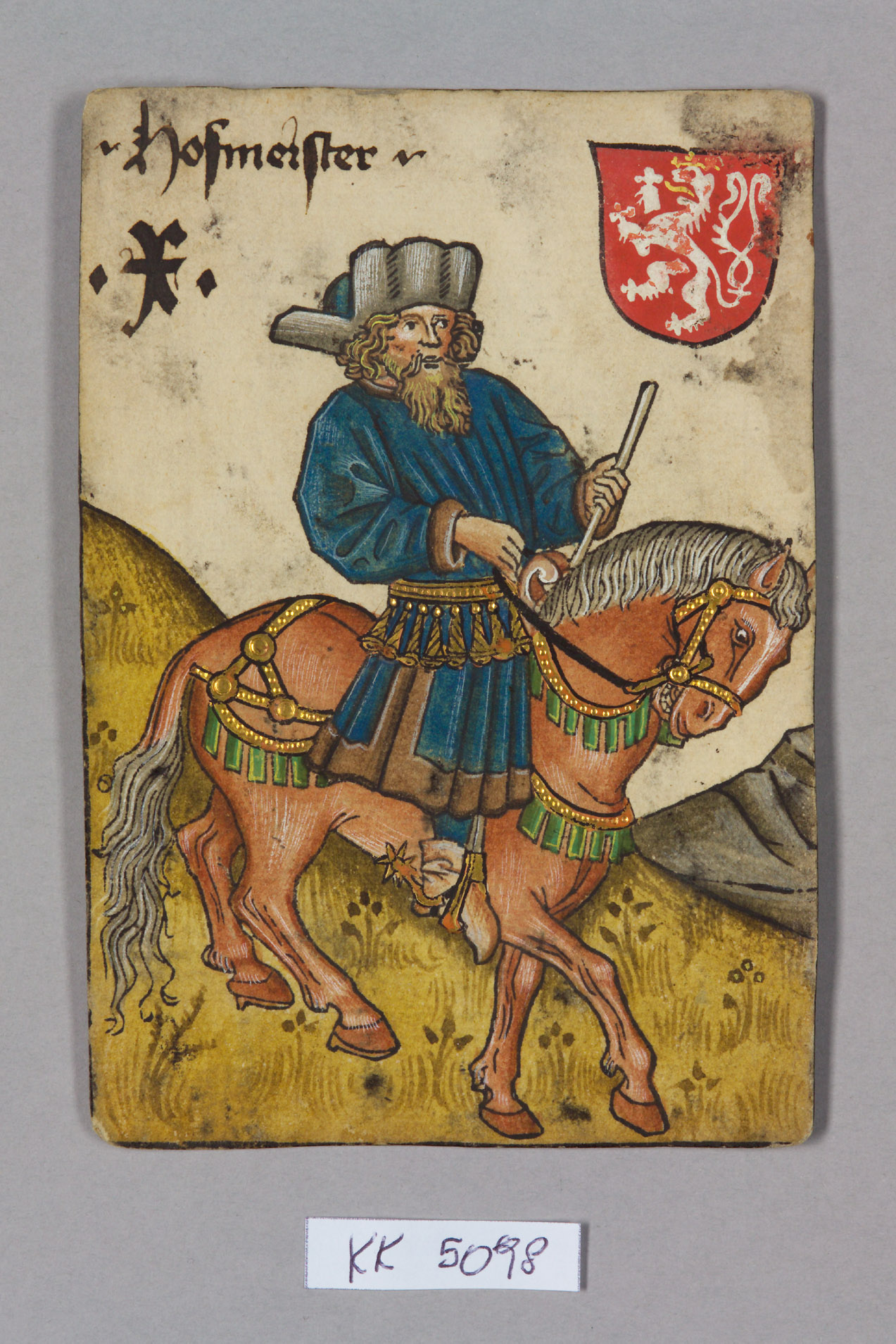 Spielkarte, Böhmen, Hofmeister (Zehn), aus dem sog. Hofämterspiel