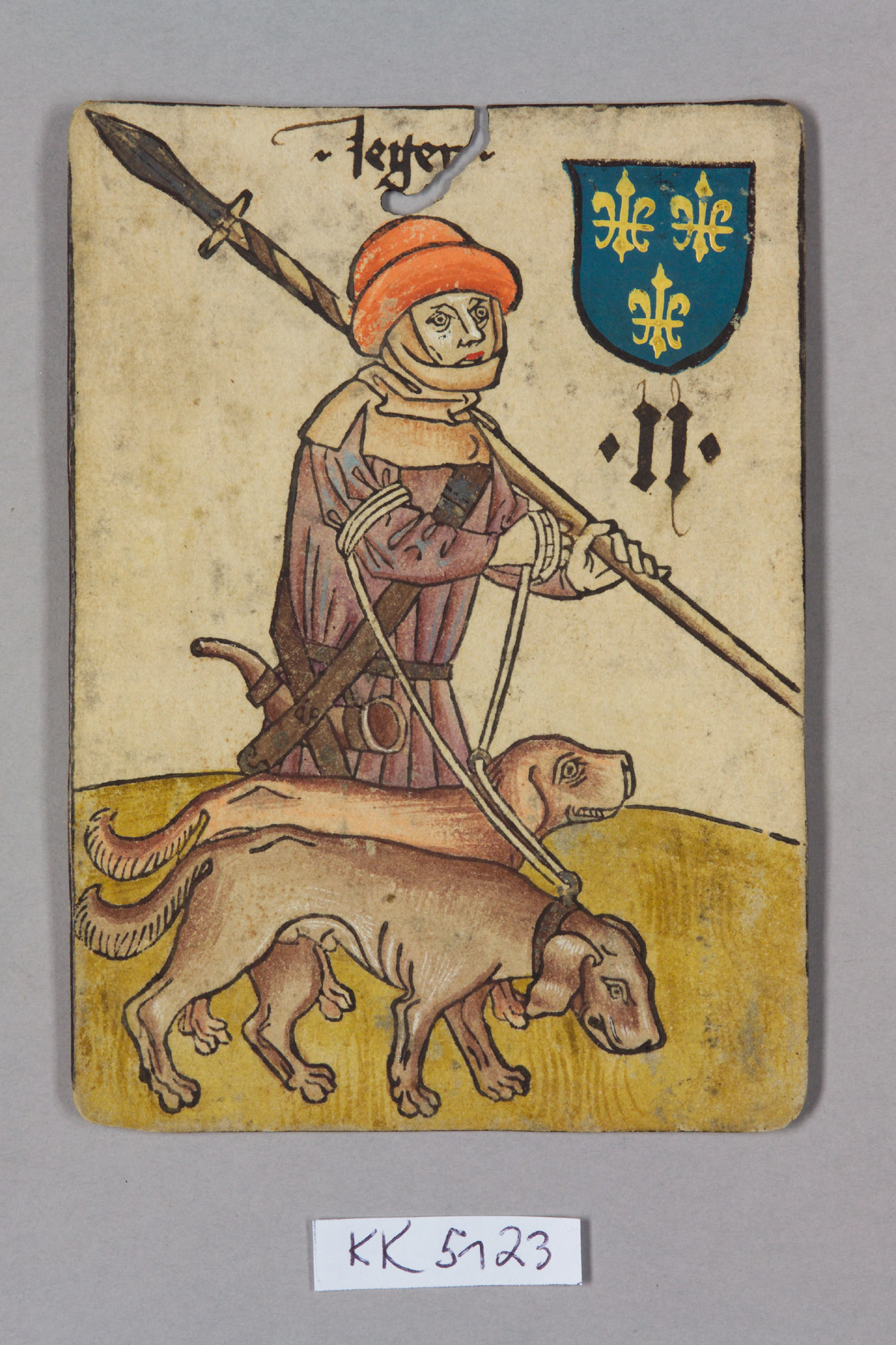 Spielkarte, Frankreich, Jäger (Zwei), aus dem sog. Hofämterspiel