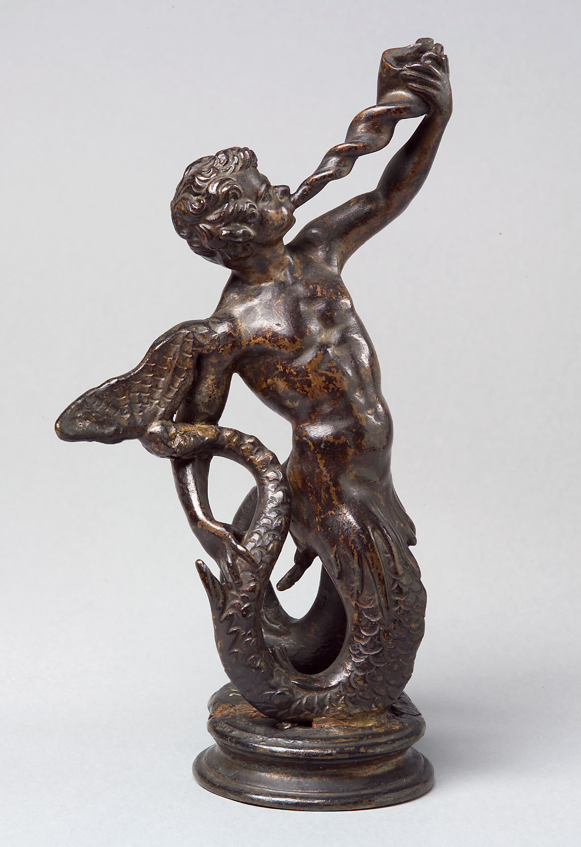 Muschelblasender Triton, Statuette, Bronze