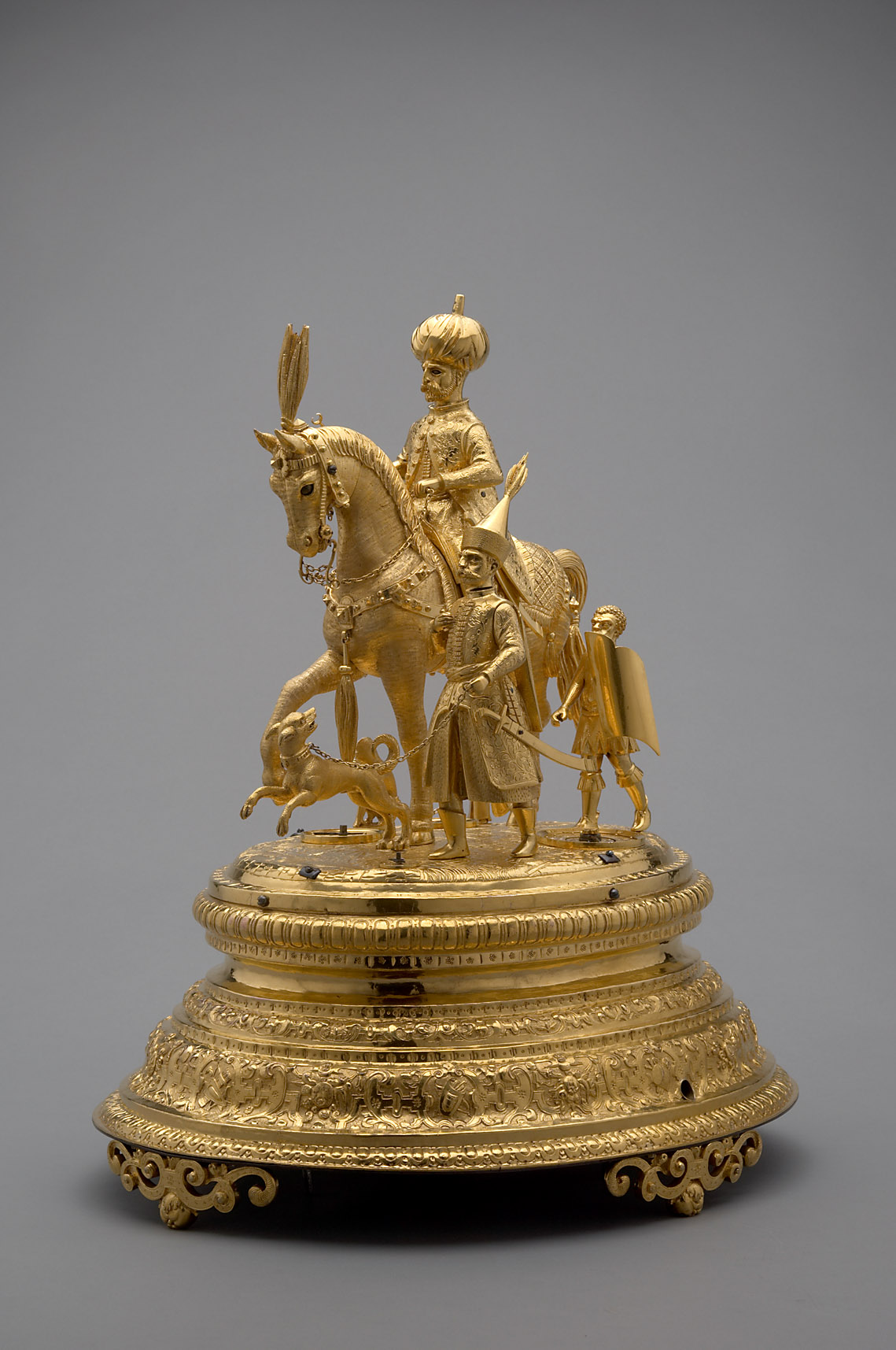 Automatenuhr mit reitendem Pascha