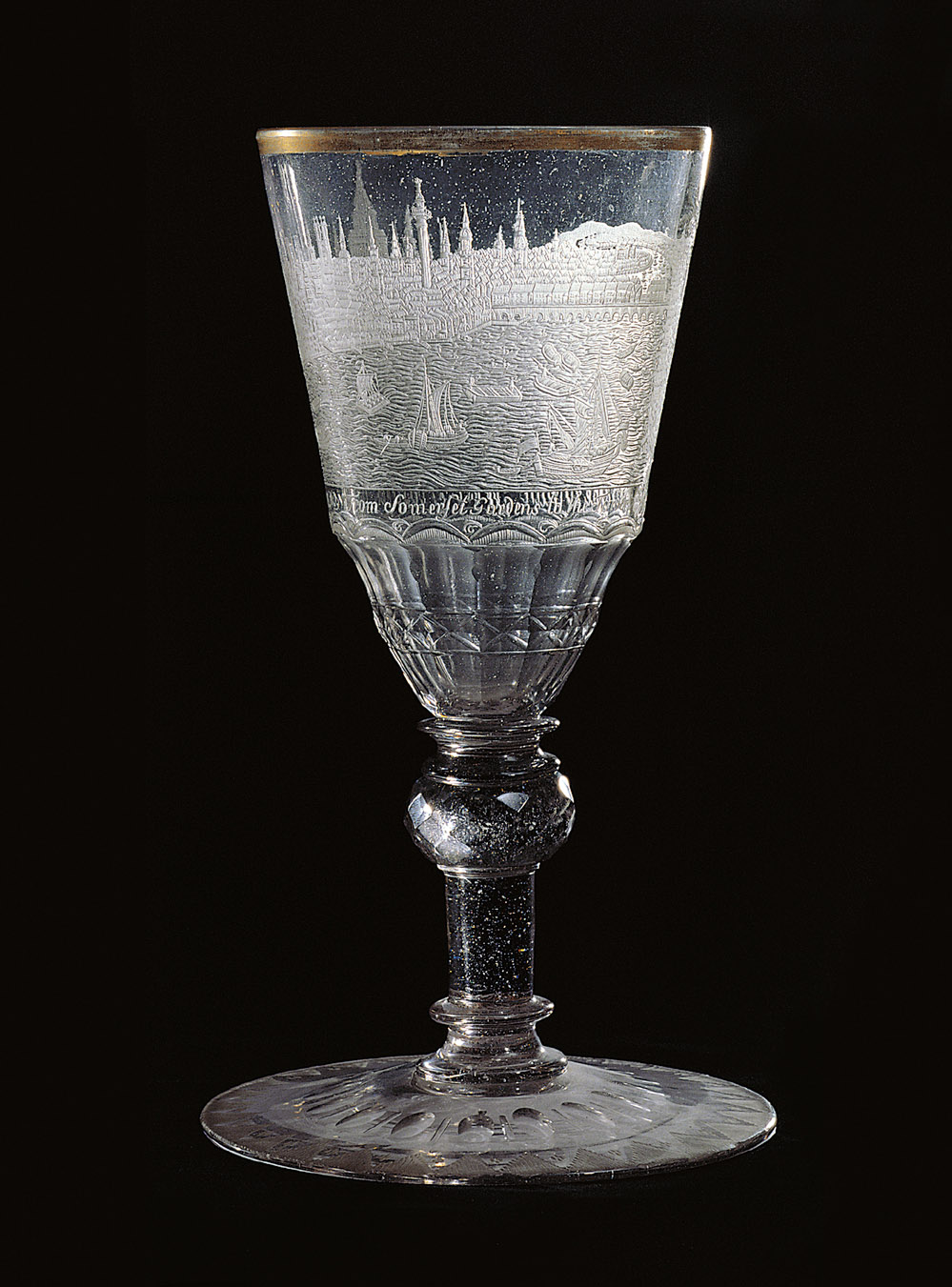 Pokal mit Ansicht der Stadt London und ihres Hafens