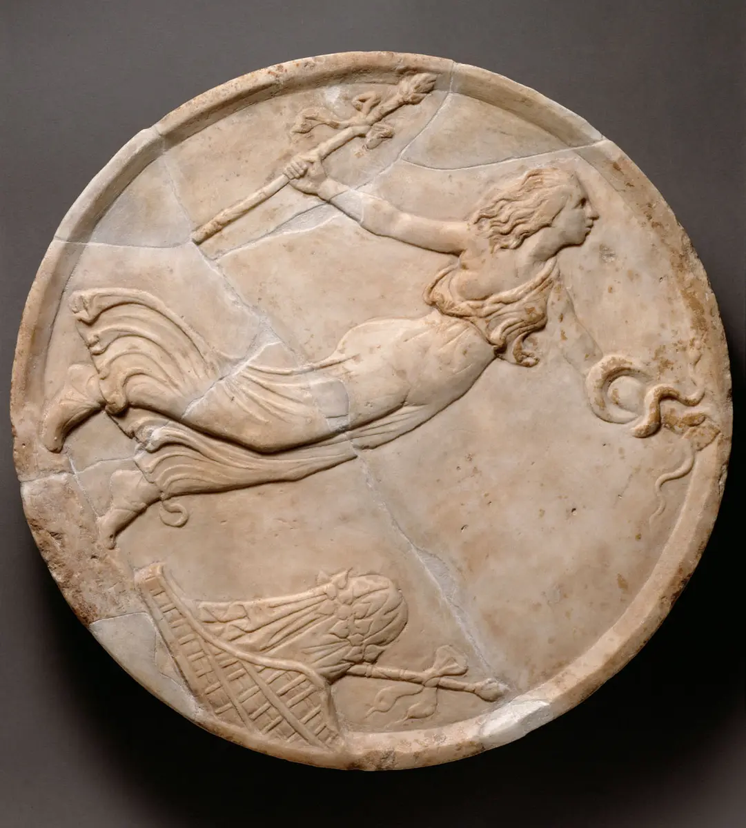 Scheibenförmiges Relief (oscillum): Tanzende Mänade