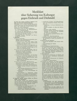 Merkblatt über Sicherung von Kulturgut gegen Einbruch und Diebstahl