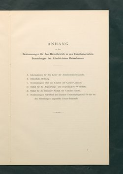 Bestimmungen für den Dienstbetrieb in den kunsthistorischen Sammlungen des Allerhöchsten Kaiserhauses