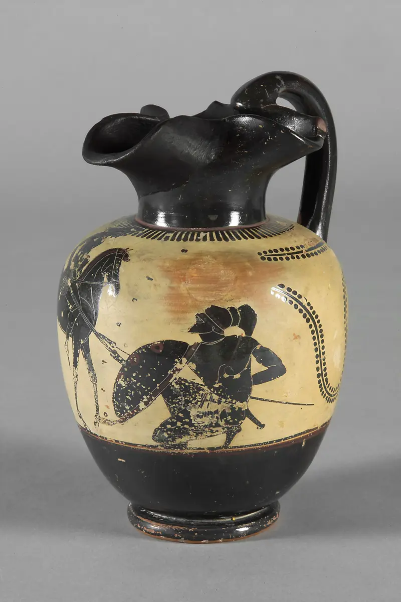 Reitende Amazone und Krieger