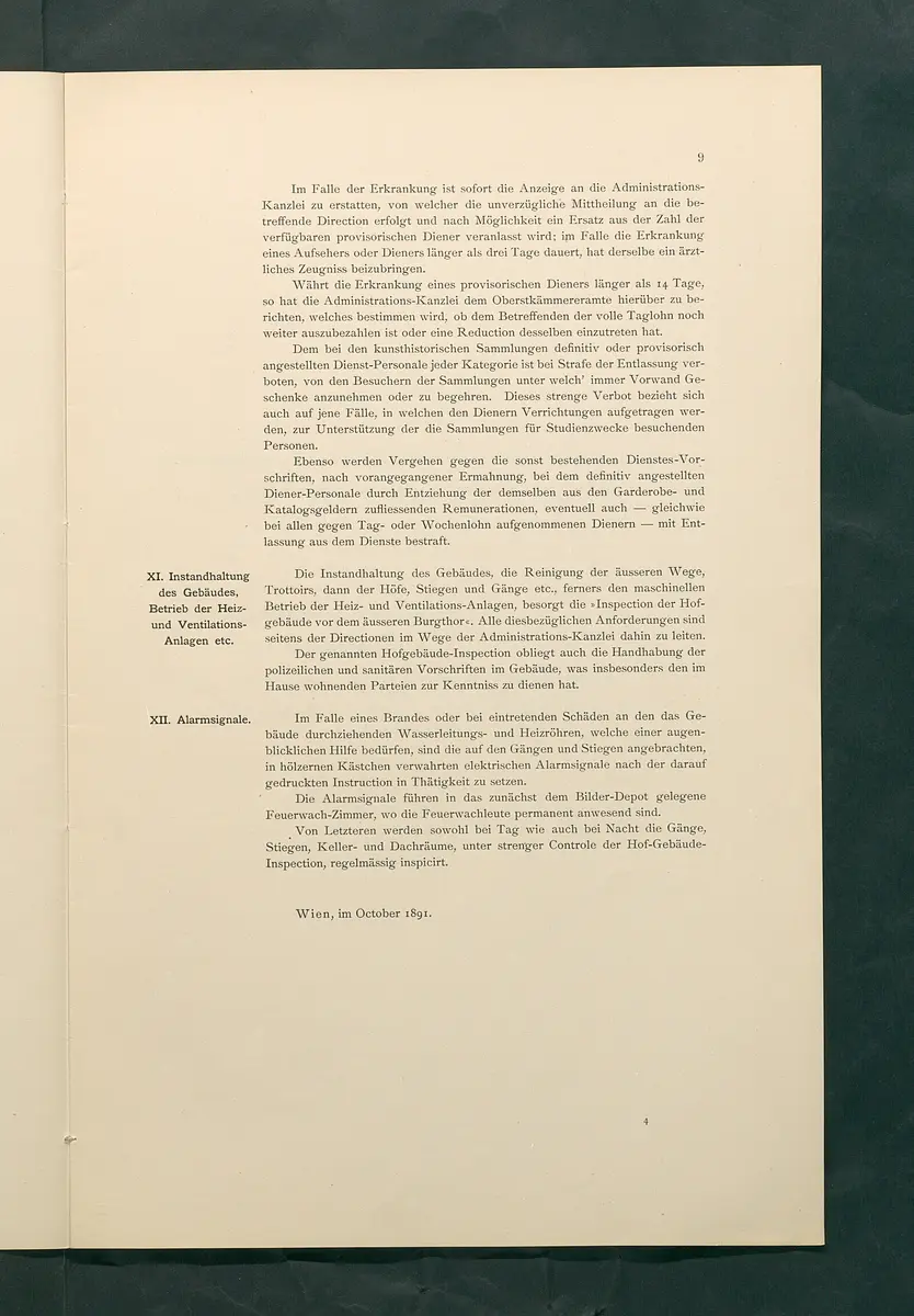 Bestimmungen für den Dienstbetrieb in den kunsthistorischen Sammlungen des Allerhöchsten Kaiserhauses