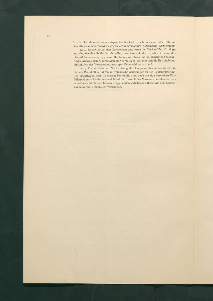 Bestimmungen für den Dienstbetrieb in den kunsthistorischen Sammlungen des Allerhöchsten Kaiserhauses