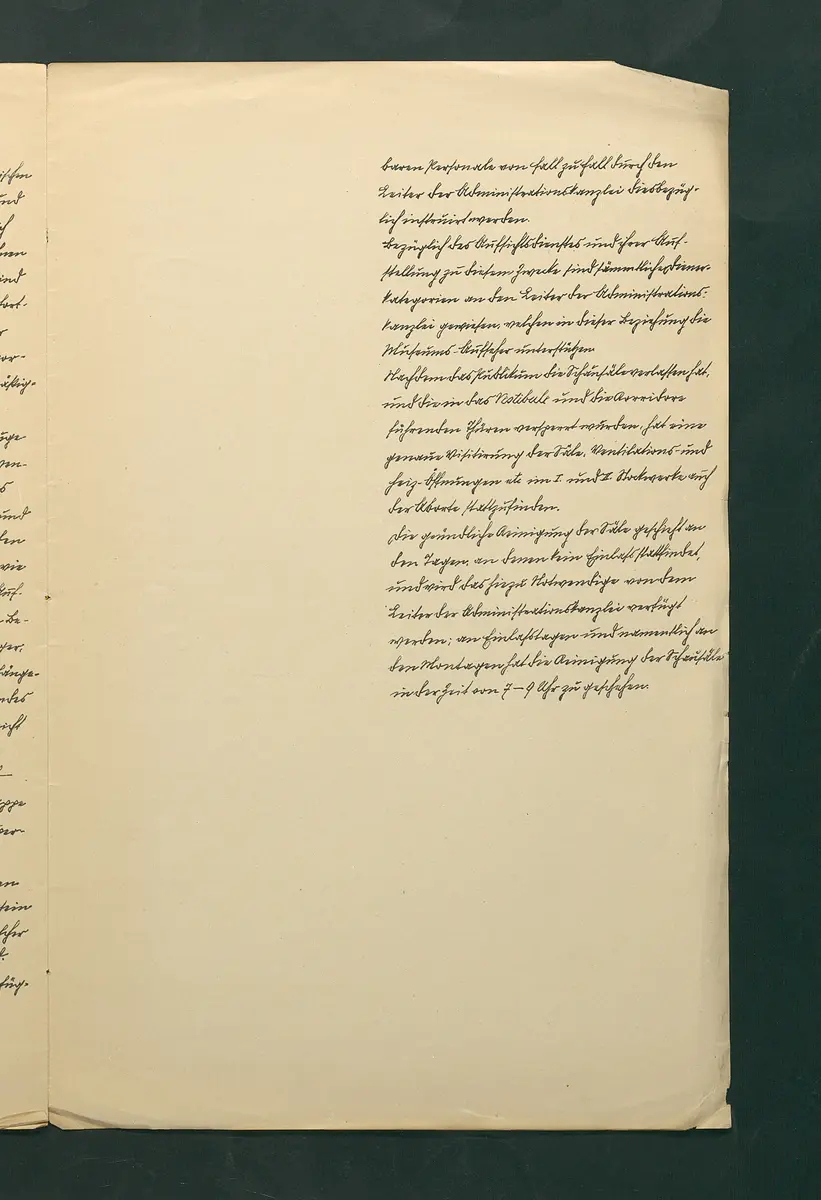 handschriftliche Dienstordnung für Museumsaufseher