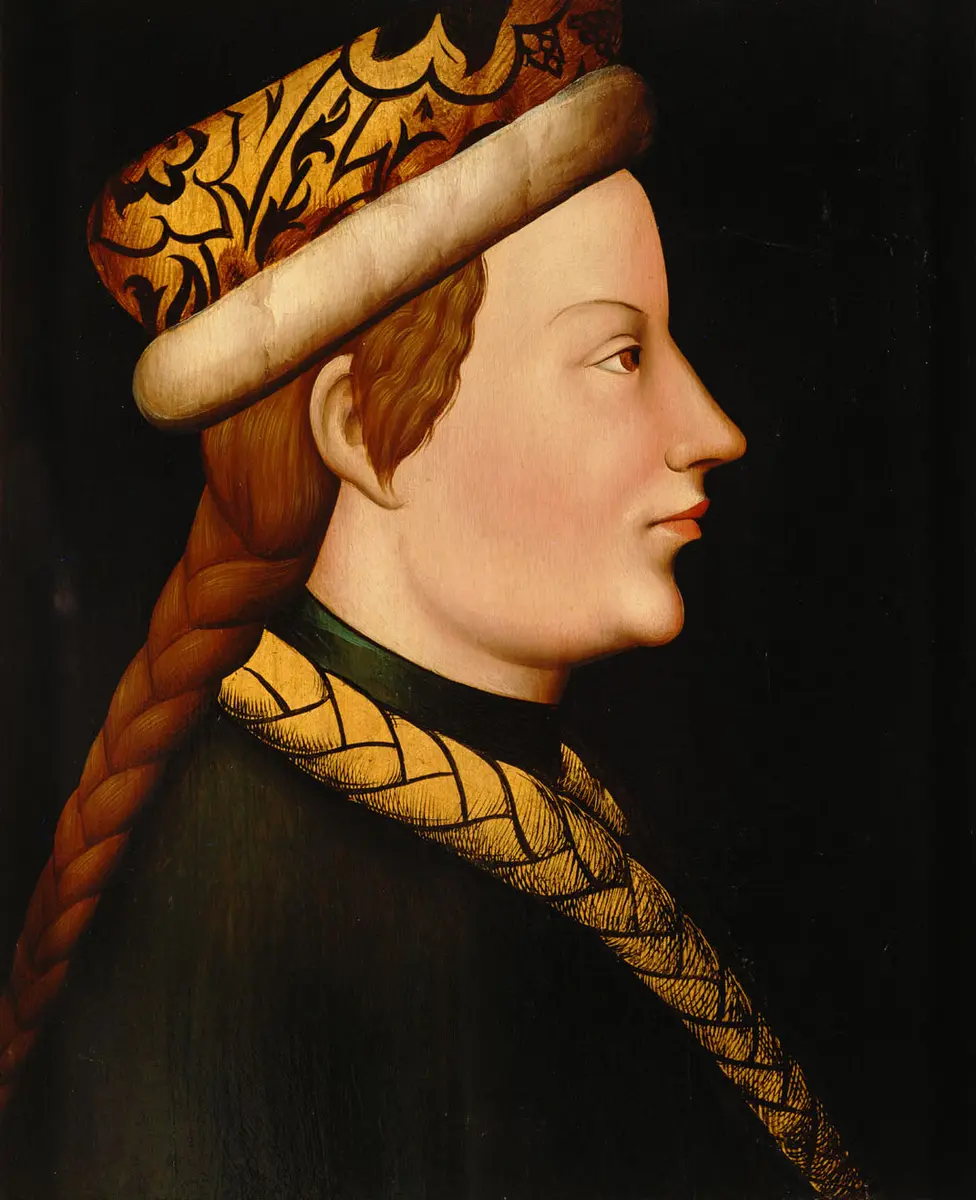 Herzogin Beatrix von Zollern (1362/65-1414), Profilbildnis mit dem Zopforden nach einem verlorenen Original (vom Meister von Heiligenkreuz?)