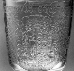 Deckelpokal mit Ansicht von Leipzig und sächsisch-polnischem Wappen