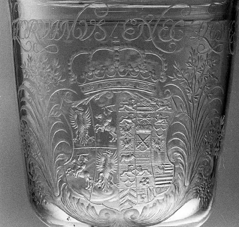 Deckelpokal mit Ansicht von Leipzig und sächsisch-polnischem Wappen