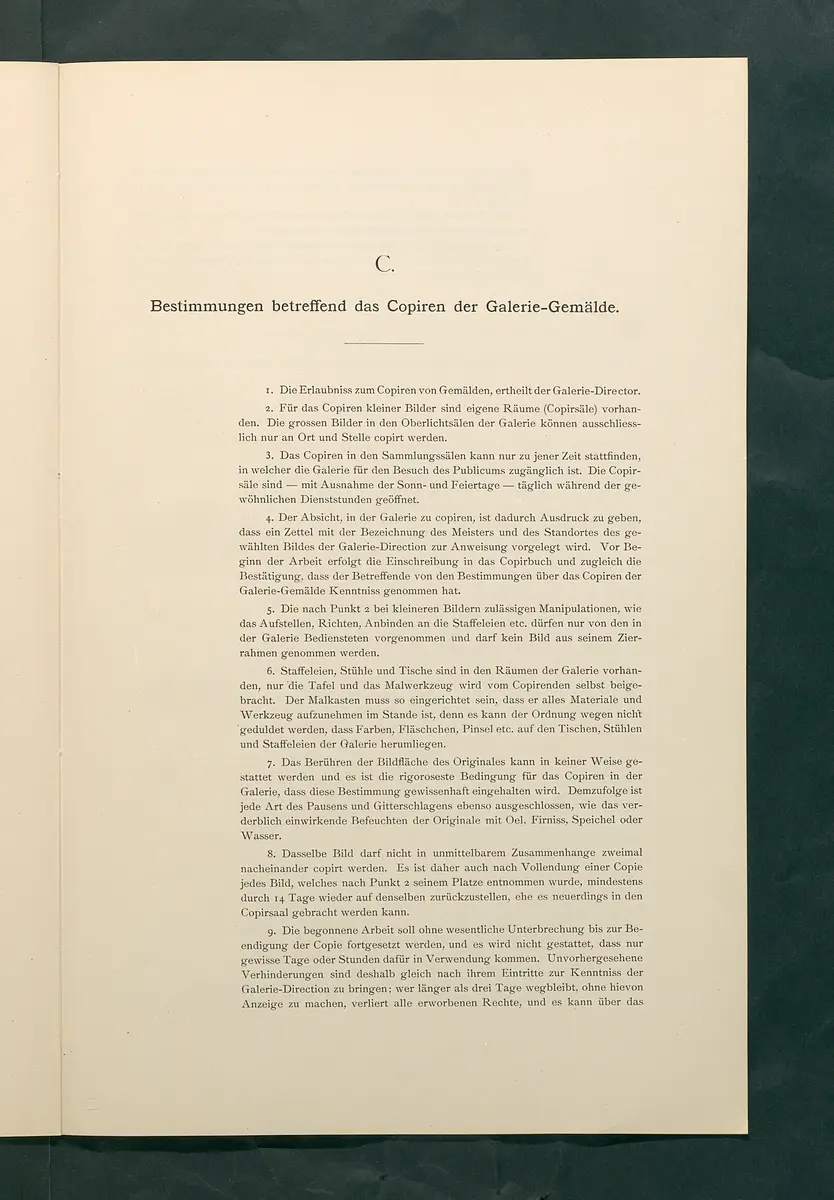 Bestimmungen für den Dienstbetrieb in den kunsthistorischen Sammlungen des Allerhöchsten Kaiserhauses