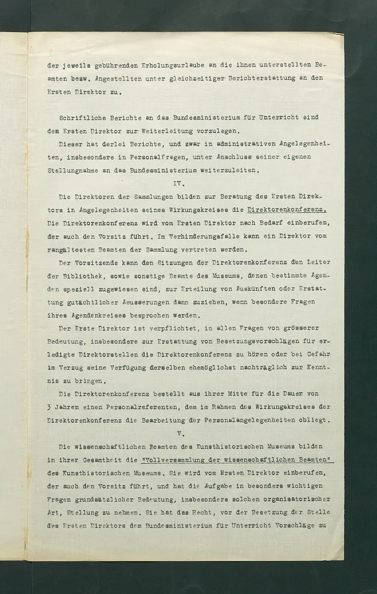 Dienstvorschriften für das Kunsthistorische Museum