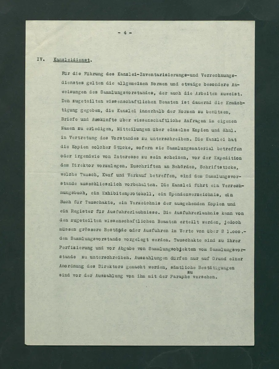 Dienstvorschriften für die Sammlung von Medaillen, Münzen und Geldzeichen