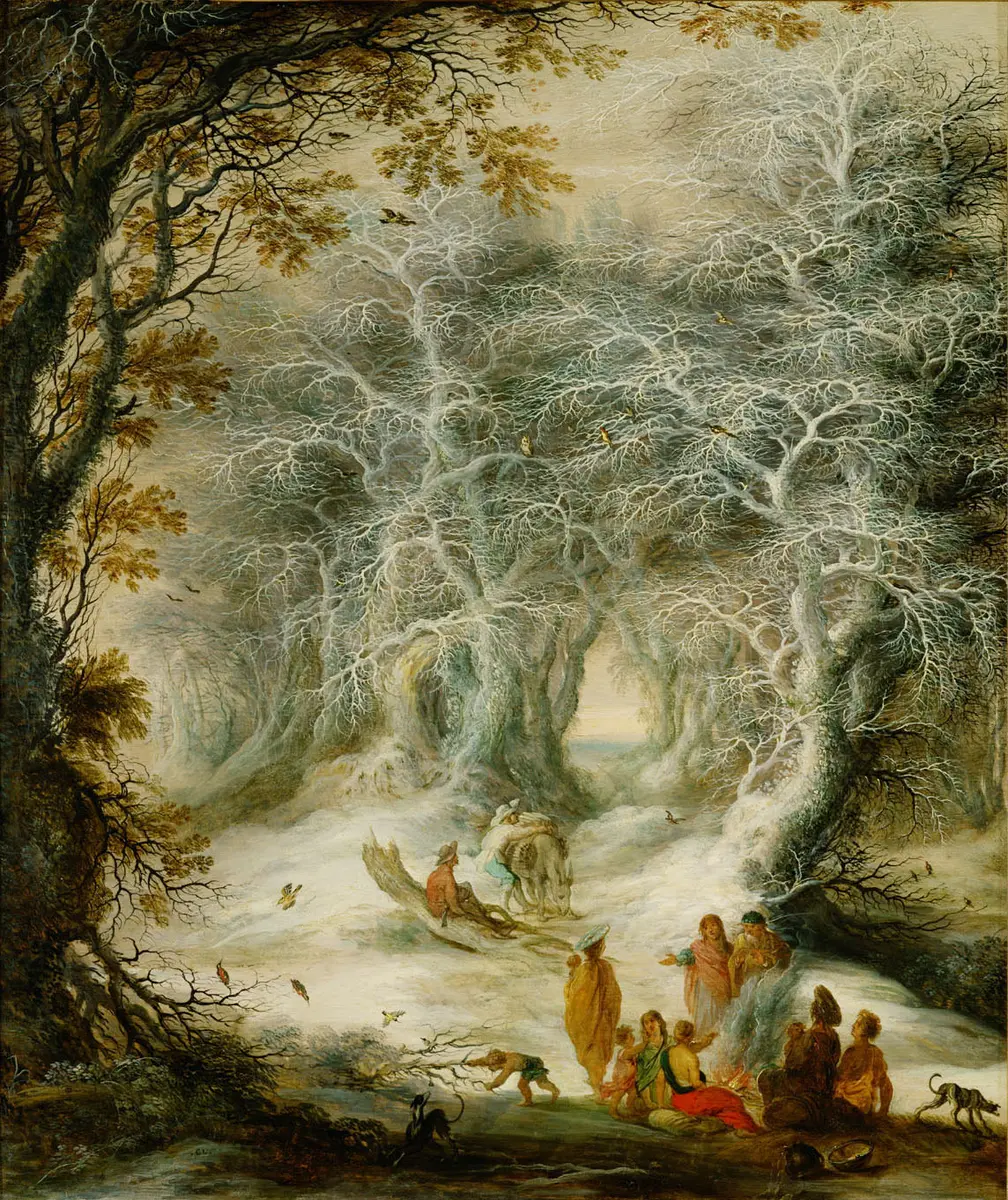 Winterlandschaft mit Lagerfeuer