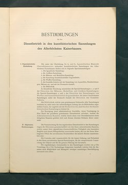 Bestimmungen für den Dienstbetrieb in den kunsthistorischen Sammlungen des Allerhöchsten Kaiserhauses