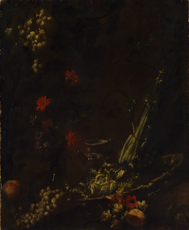 Stillleben mit Blumen und Früchten