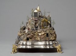 Handstein mit Bergwerk