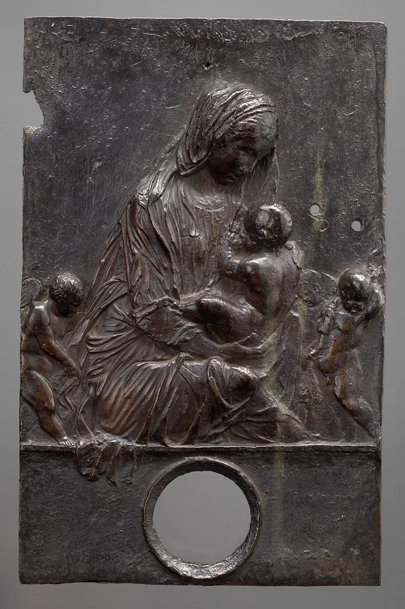 Maria mit dem Kinde und drei Engeln