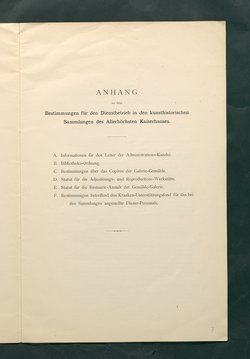 Bestimmungen für den Dienstbetrieb in den kunsthistorischen Sammlungen des Allerhöchsten Kaiserhauses