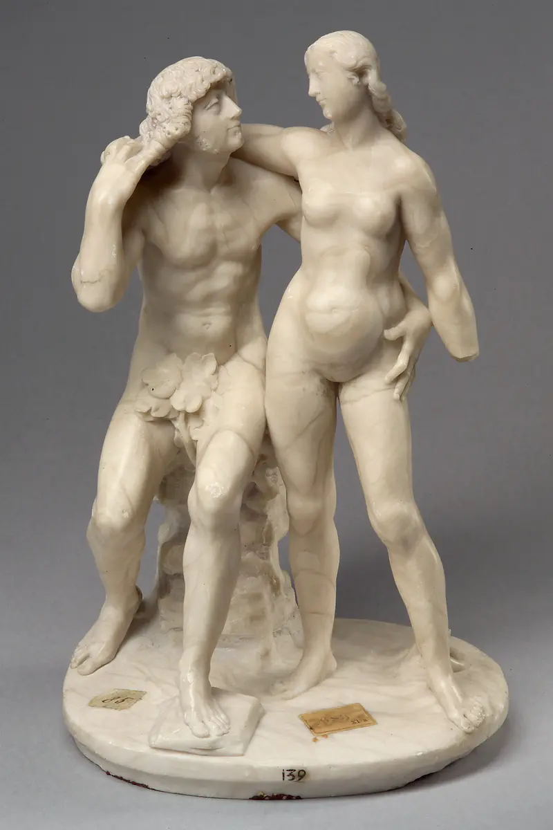 Statuette, Skulptur, Marmorgruppe, Adam und Eva