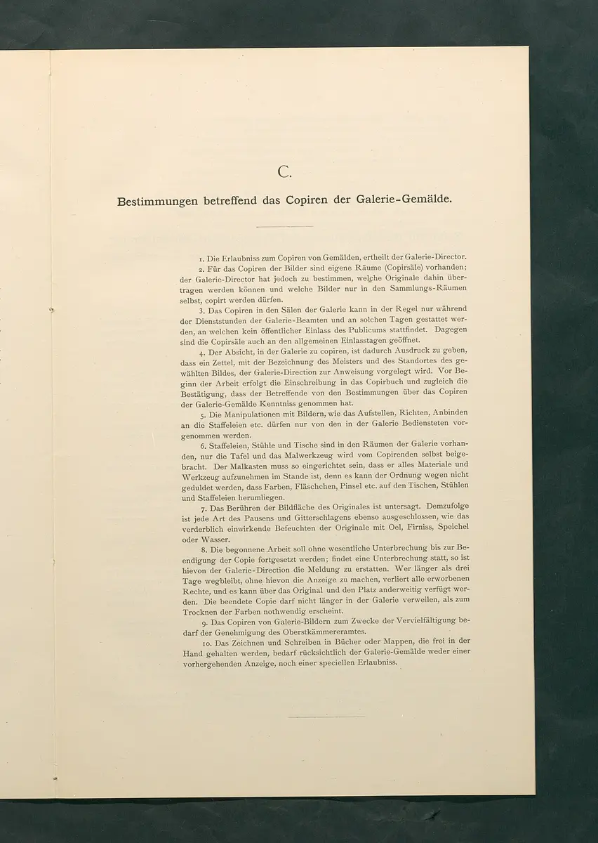 Bestimmungen für den Dienstbetrieb in den kunsthistorischen Sammlungen des Allerhöchsten Kaiserhauses