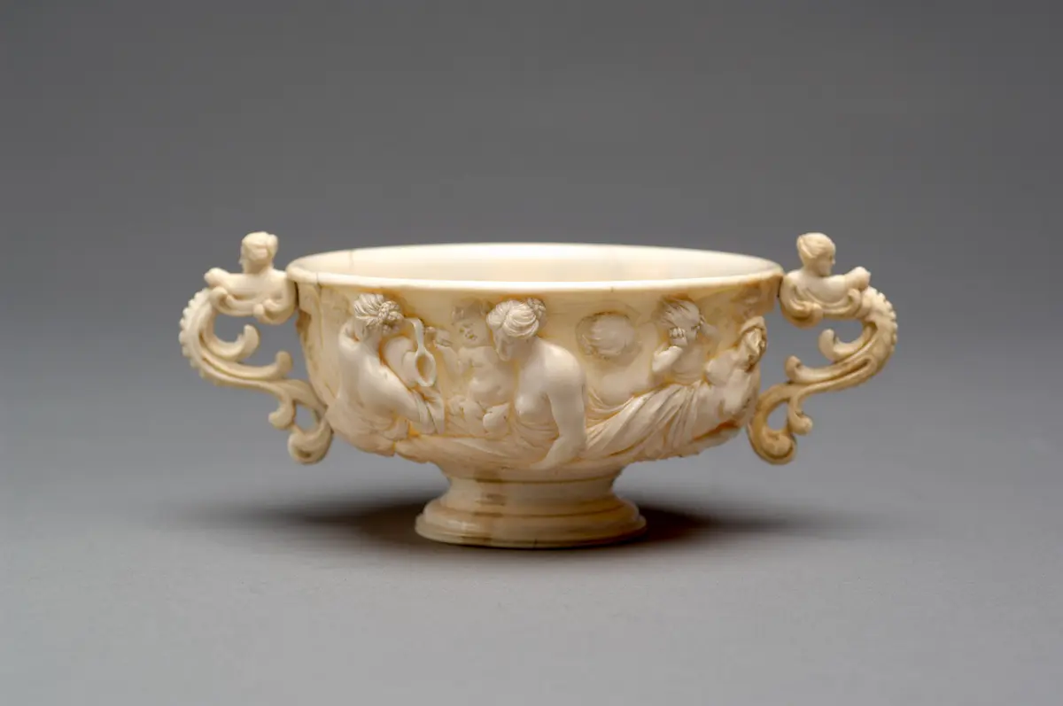 Double-handled Bowl with Mythological and Peasant Scenes
