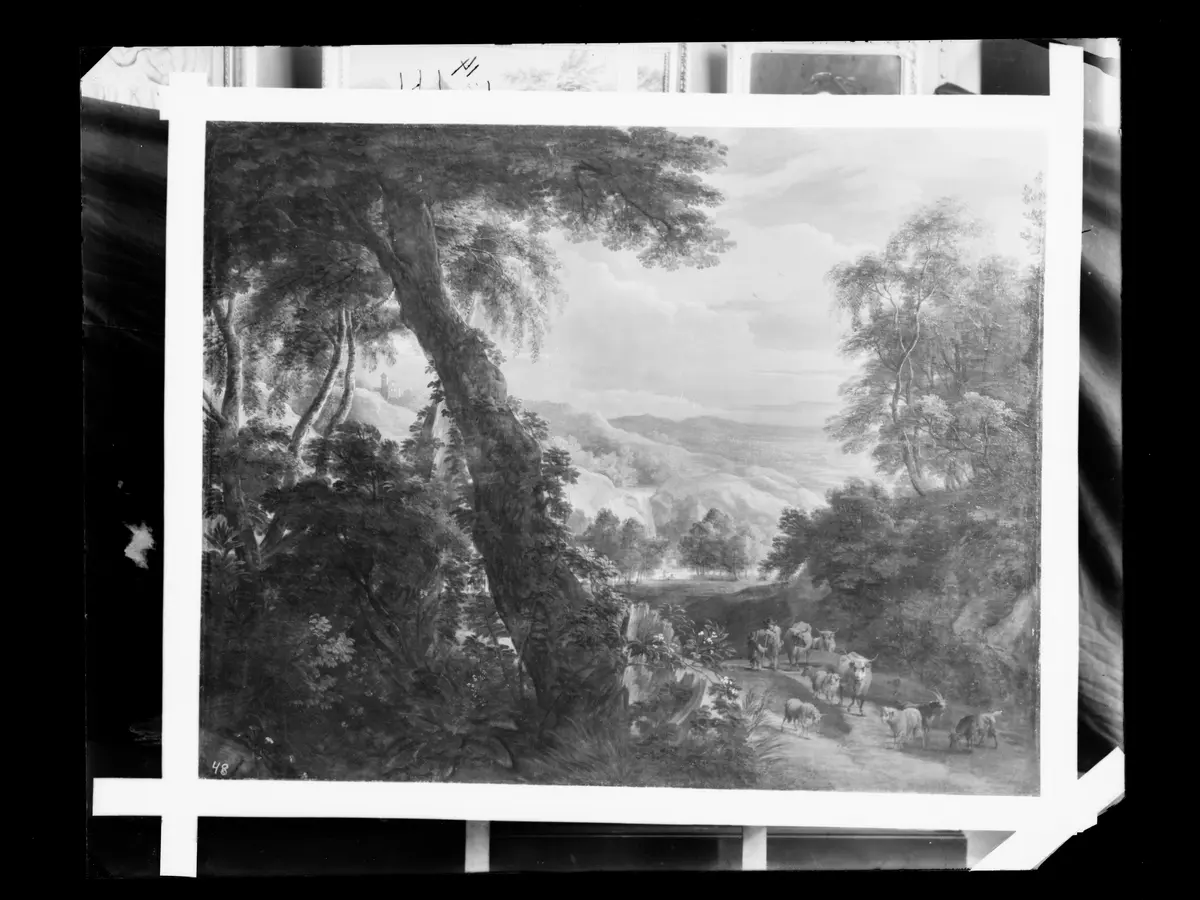 Waldlandschaft mit Herde