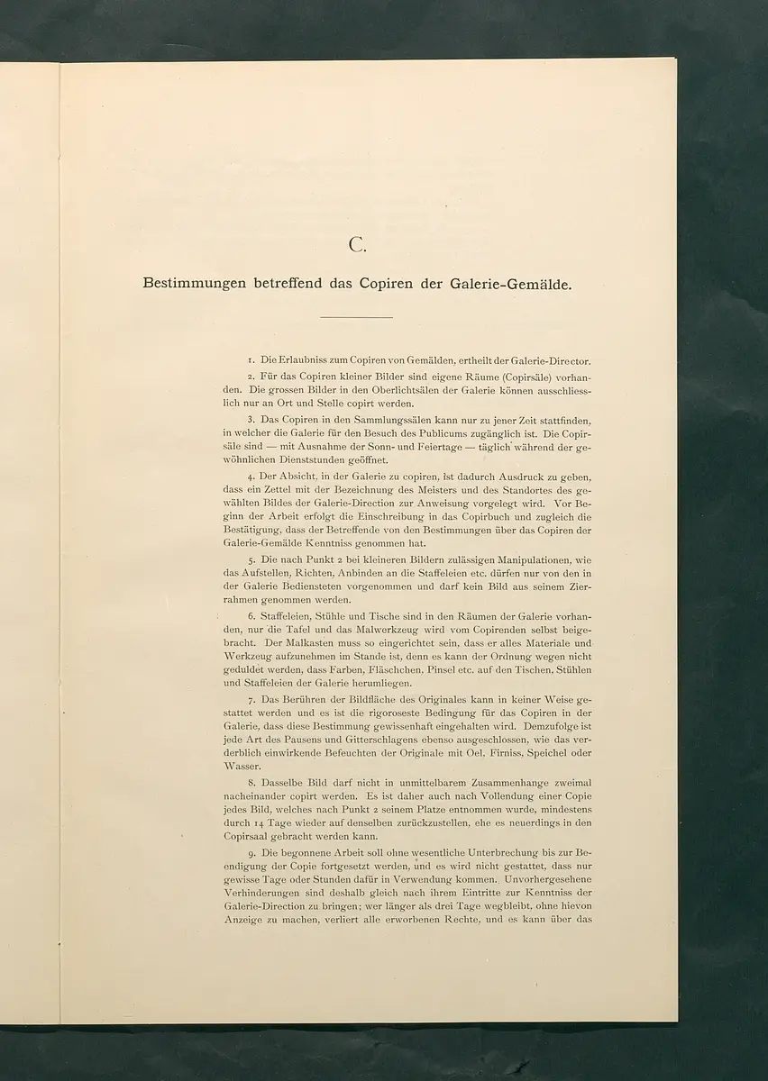 Bestimmungen für den Dienstbetrieb in den kunsthistorischen Sammlungen des Allerhöchsten Kaiserhauses