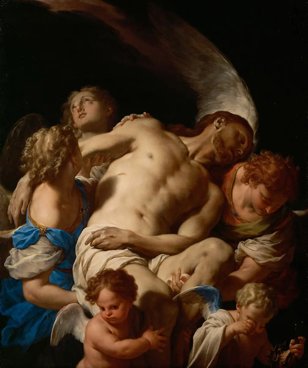 Leichnam Christi, von Engeln gehalten