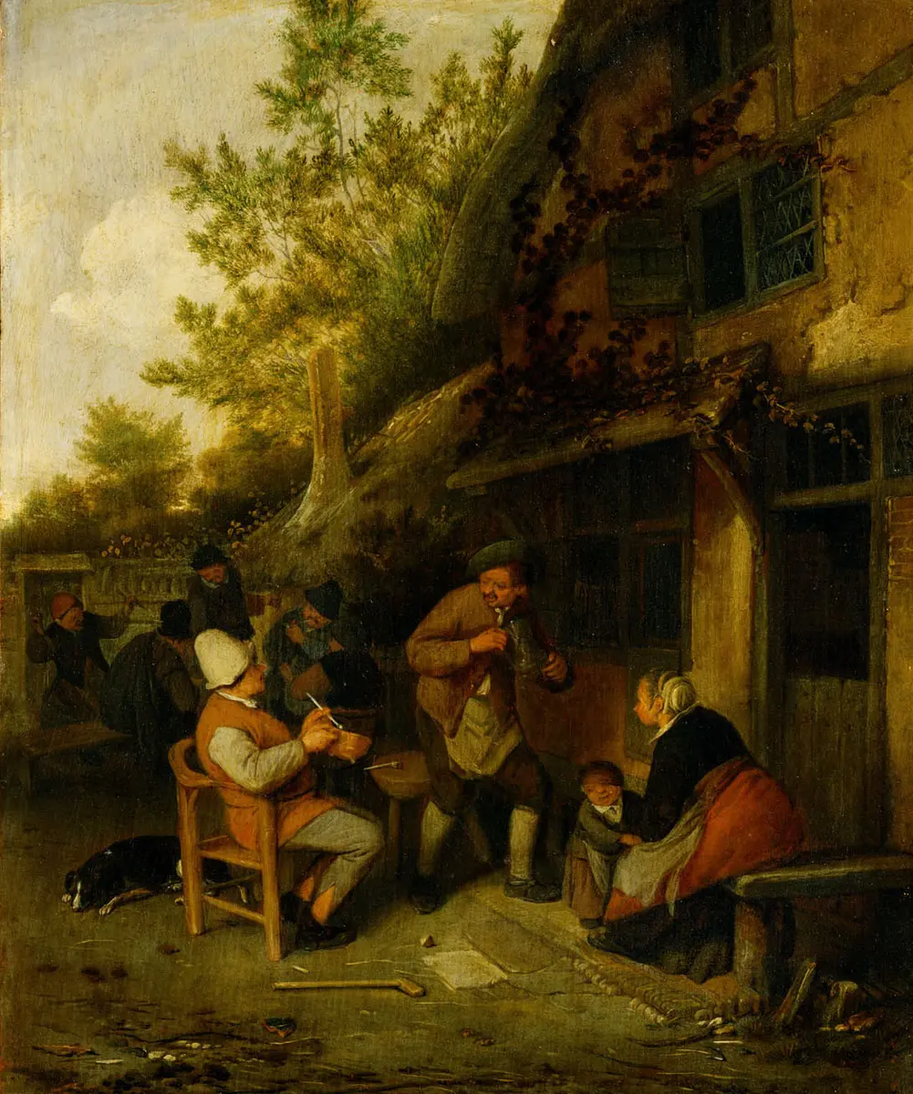 Bauern vor einem Wirtshaus