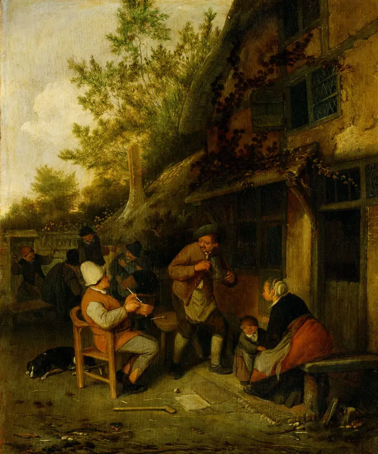 Bauern vor einem Wirtshaus