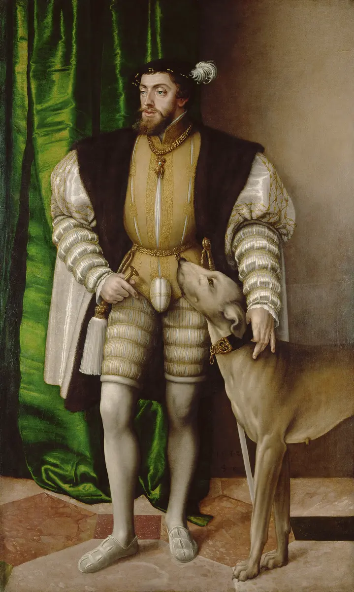 Kaiser Karl V. (1500-1558) mit seinem Englischen Wasserhund