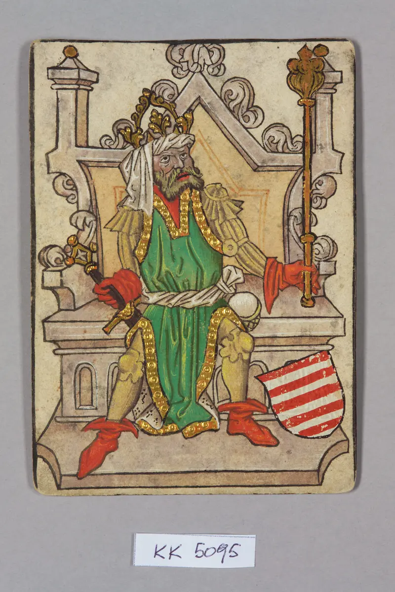Spielkarte, Ungarn, König, aus dem sog. Hofämterspiel