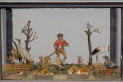 Automat mit Gartenlandschaft und Uhr