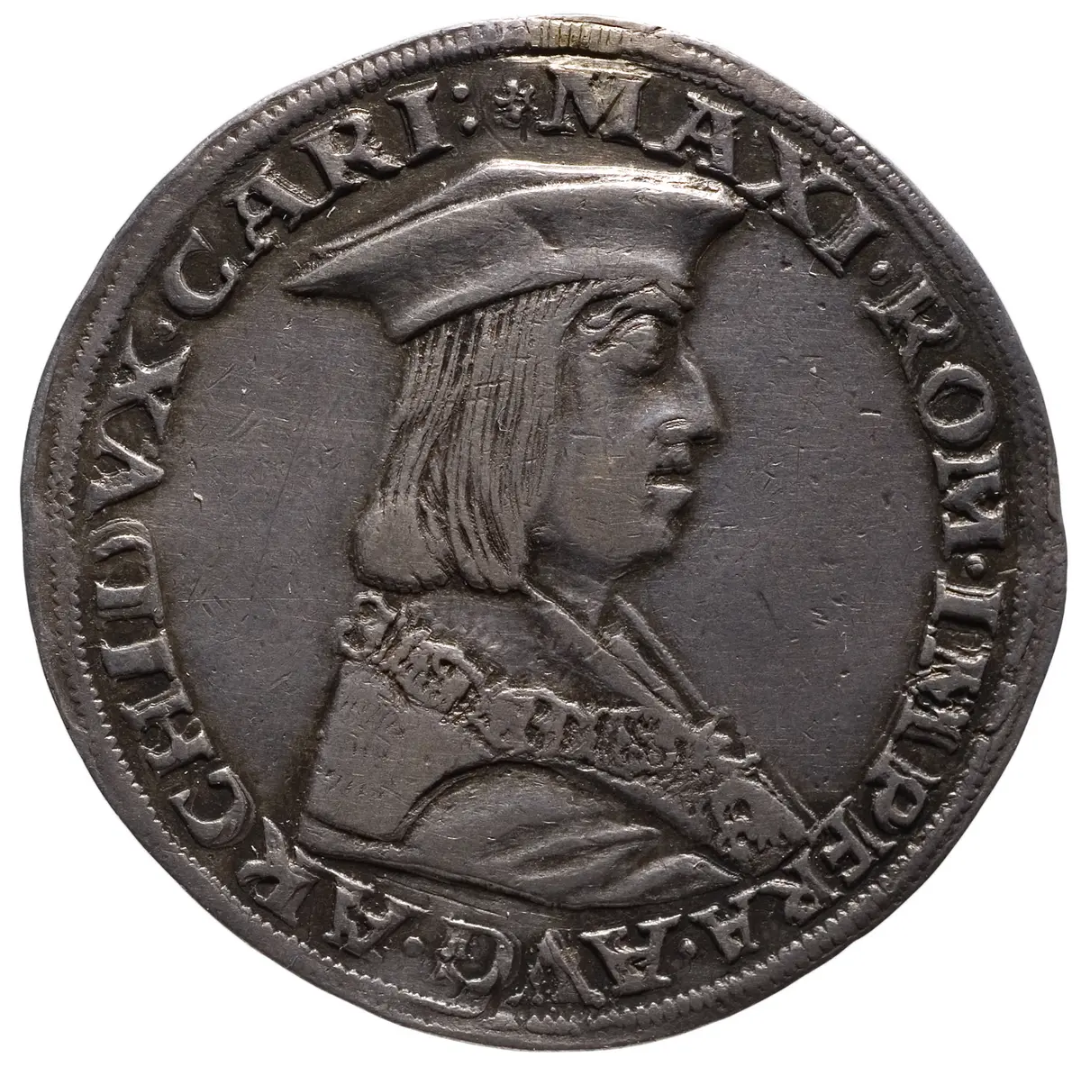 Maximilian I., Halbguldiner, Barett
