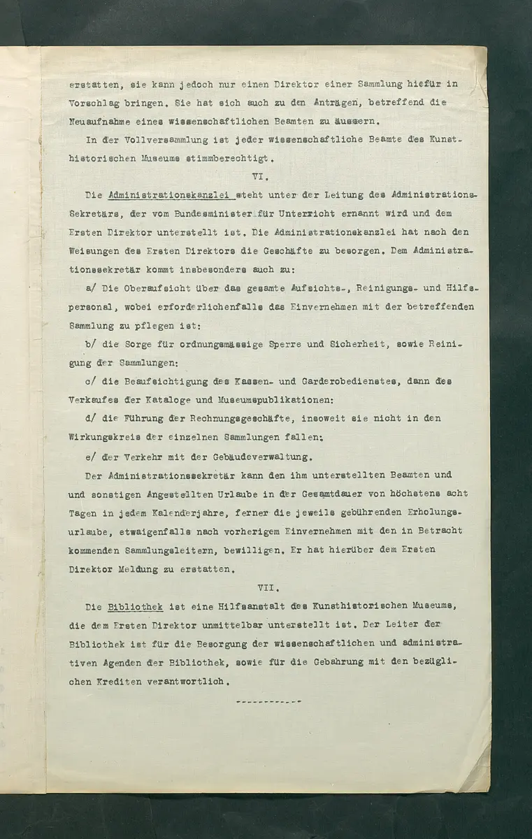 Dienstvorschriften für das Kunsthistorische Museum