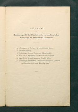 Bestimmungen für den Dienstbetrieb in den kunsthistorischen Sammlungen des Allerhöchsten Kaiserhauses