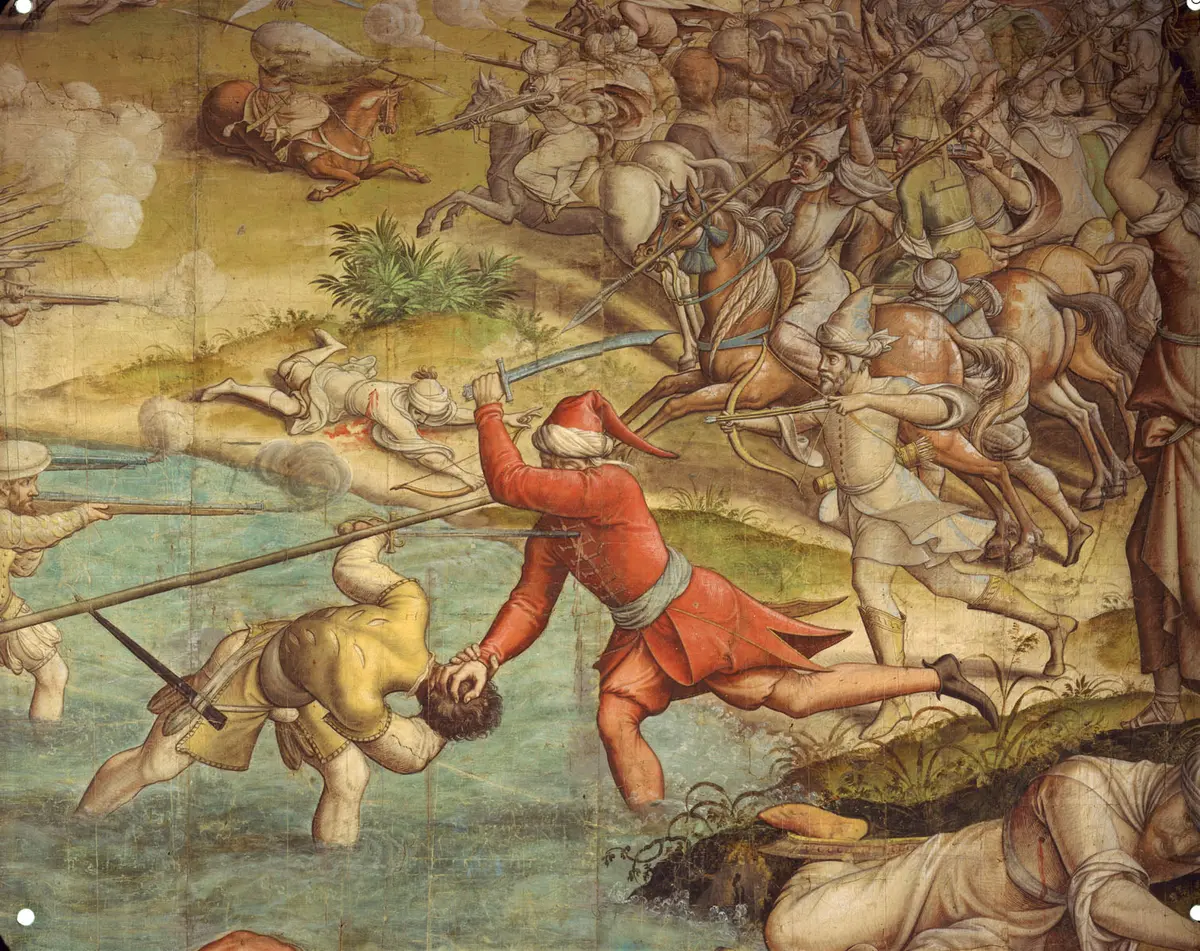 Kriegszug Kaiser Karls V. gegen Tunis (1535): Feldschlacht auf dem Marsch nach Tunis.