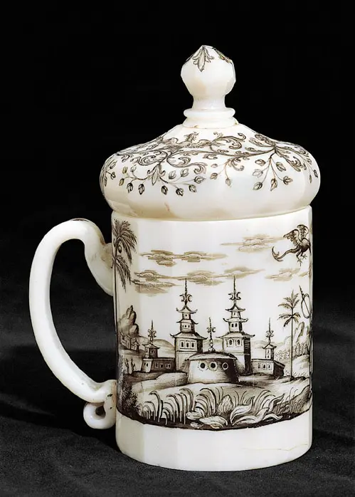 Deckelkrug mit Chinoiserien