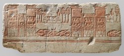 Relief (Talatat) mit der Darstellung eines Tempelhofes