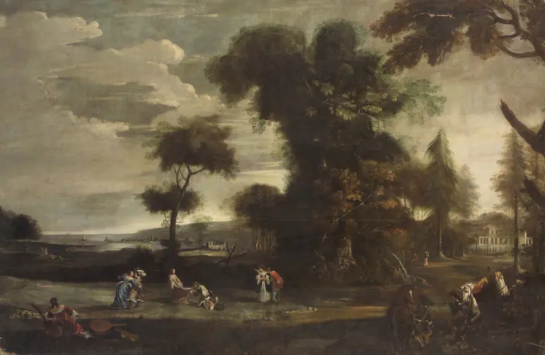 Landschaft mit Liebespaaren
