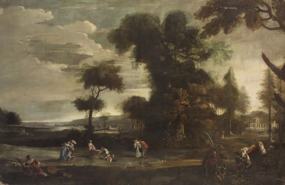 Landschaft mit Liebespaaren