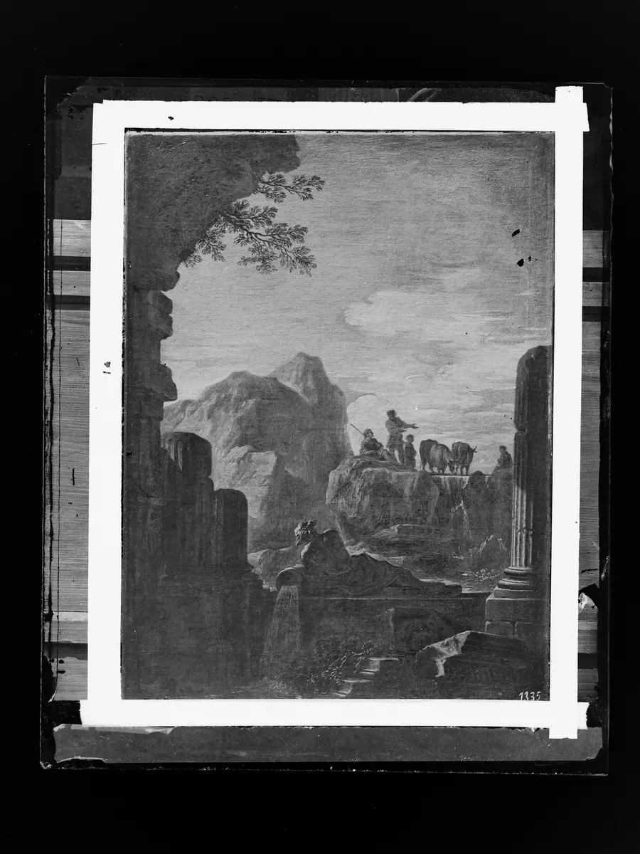 Landschaft mit Ruinen und Hirten