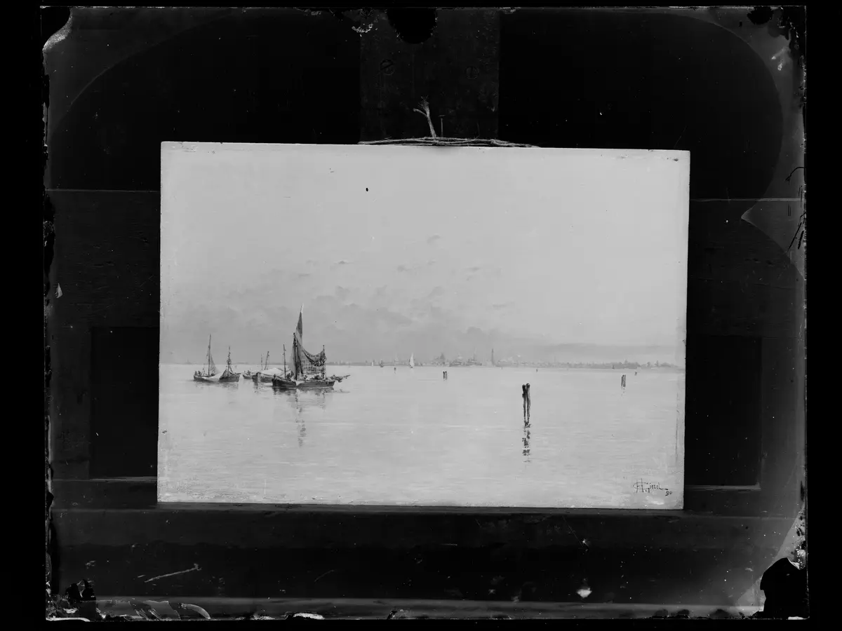 Boote in der Lagune vor Venedig