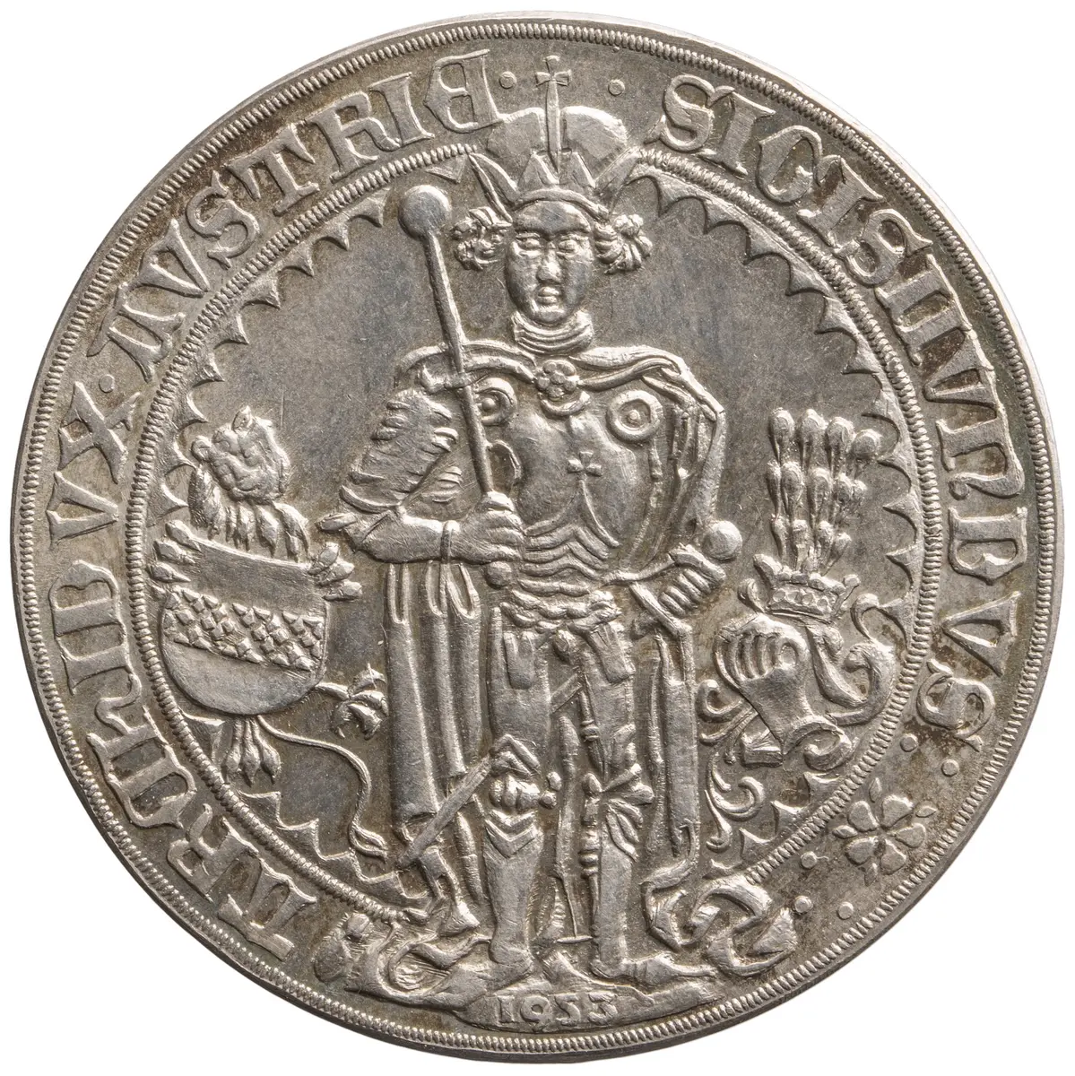 Ehg. Sigismund, Guldiner, frontal im Harnisch stehend, Turnierreiter