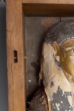 Unterteil des Kastensarges des An-em-her mit Mumie und Teilkartonage