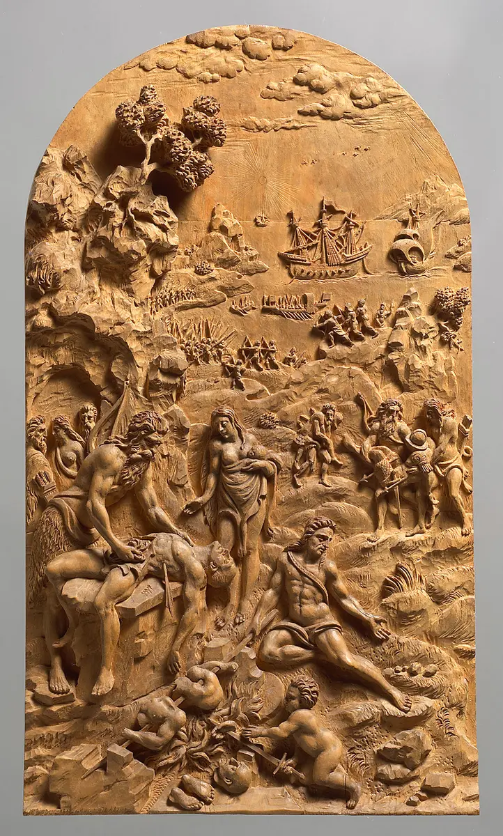 Die Eroberung Amerikas, 1530; aus einer Serie von 8 Darstellungen der Siege Kaiser Karls V.
