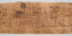 Mumienbinde, Zeichnungen auf Leinenrolle